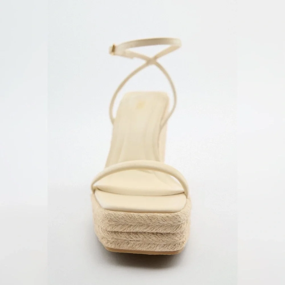 NWT Zara Leather Wedge Sandals - Picture 4 of 5